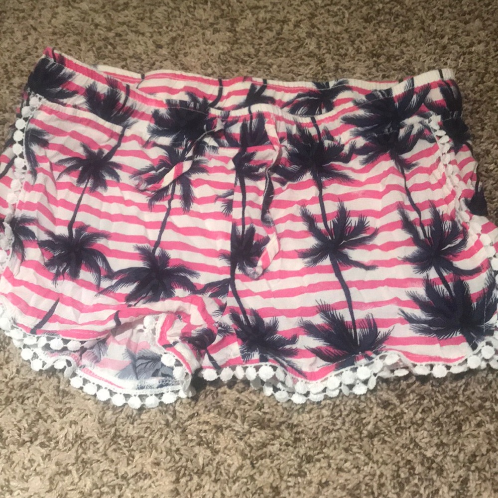 Cute comfy palm tree striped shorts